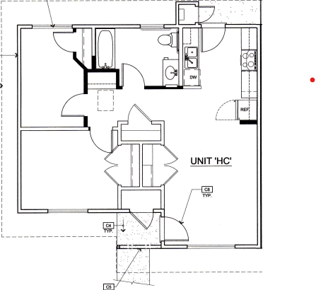 Floor plan for studio, 1020 sqft
